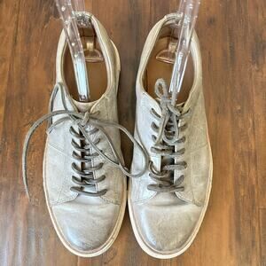 FRYE Walker Sneakers Gray Leather Lace Up Low Top Comfort Grunge